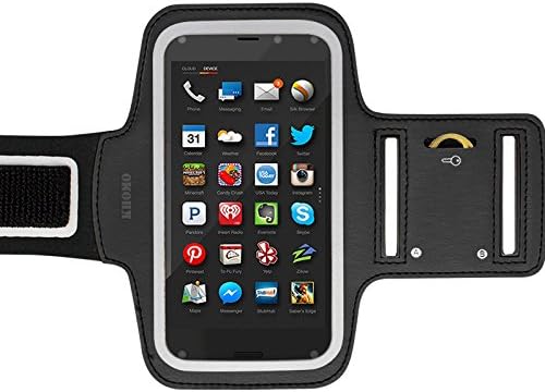 KHOMO Amazon Fire Phone Armband Case - Black Sweat Proof Sport Armband + Key Holder for Amazon Fire Phone