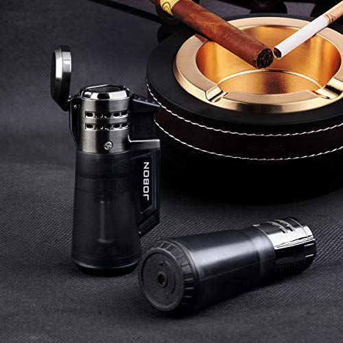 2 Pack Jet Torch Cigar Lighter, New Triple Flame Cigarette Lighter with Butane Refillable and Visible Gas Tank Window