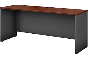 Bush Business Furniture Components Credenza Desk 72" W x 24" D, Hansen Cherry/Graphite Gray, Standard Delivery