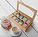 Estilo Tea Box Organizer, Premium Bamboo Tea Bag Storage Box with 10 Compartments, Storage Bin for Kitchen Cabinets, Countertops, Pantry