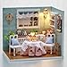 Flever Dollhouse Miniature DIY House Kit Creative Room with Furniture and Glass Cover for Romantic Artwork Gift(Reunion with Happiness and Happy Kitchen)