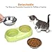 Luase Pet Dog Bowl Food Water Dish Feeder Stainless Steel Feeder Pet Dog Double Bowls(Medium, Green)