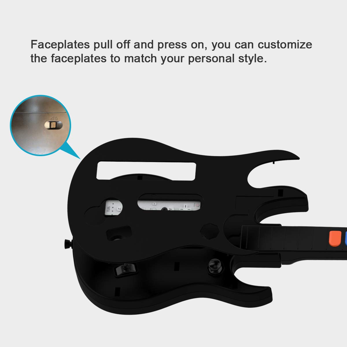 NBCP Wireless Wii guitar hero for wii contoller compatible with guitar hero Wii and rock band 2 games (Excluding Rock Band 1) black color