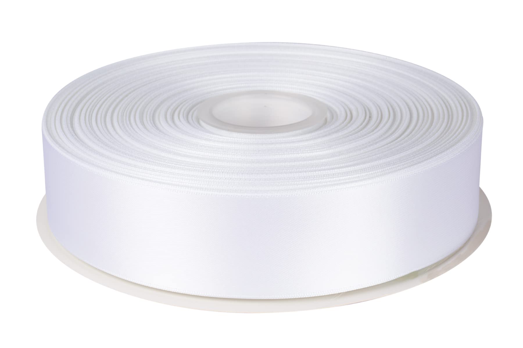 Fondersy 38mmX 91M Double Faced Satin Ribbon White Polyester Ribbon for Gift Wrapping Wedding Decoration Floral Arrangement Crafts