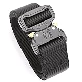 Men's Nylon EDC Outdoor Belt, SANSTHS Tactical Duty Military Belt Fit 40 Waist Black Webbing Gun Belt with Solid Buckle