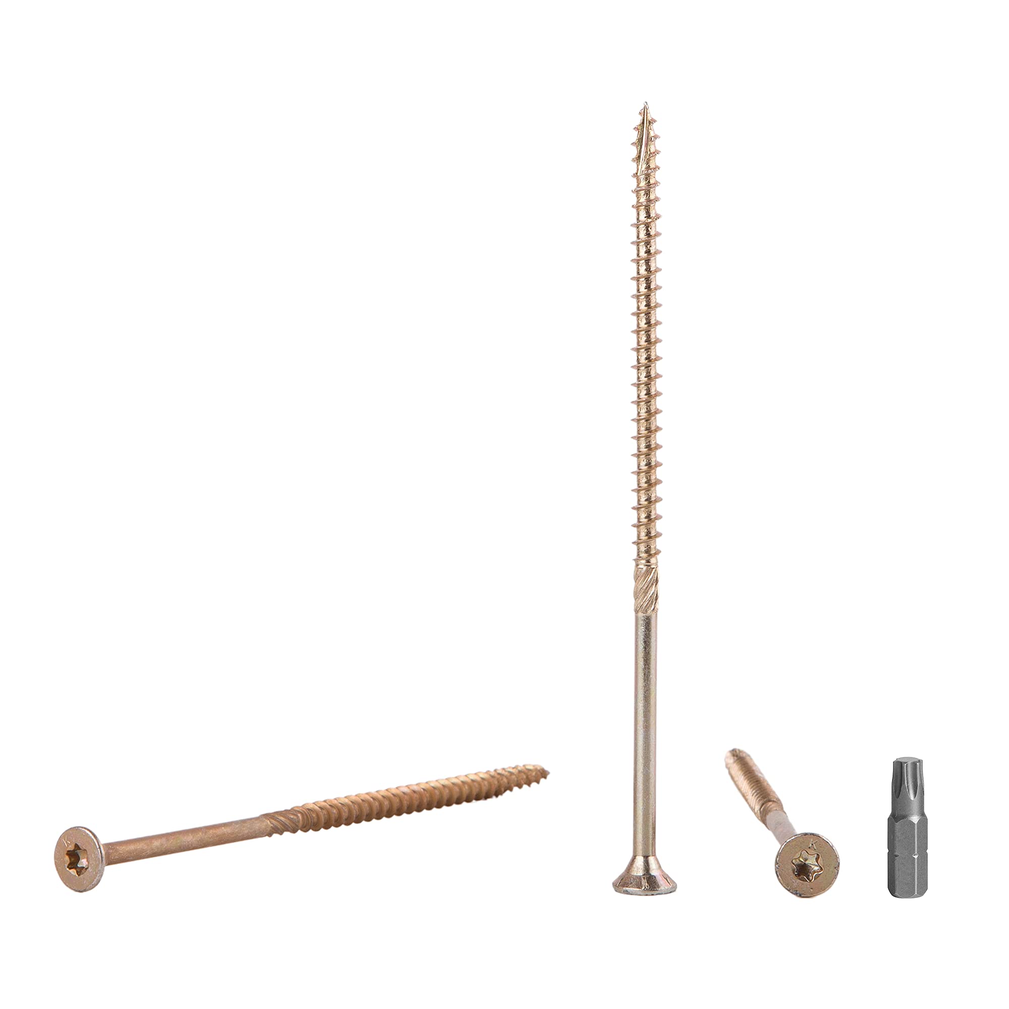 (Pack of 80 pcs) Yellow Zinc Plated Steel 6.0 x 160 mm Wood Screws, Torx Head, Type 17, Countersunk Head, Chipboard Screws (80, 6.0 x 160 mm)