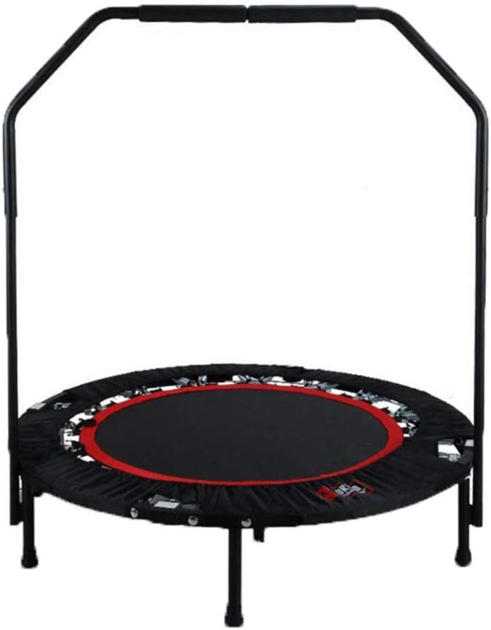 Dolloress Portable Foldable Trampoline,Cardio Trainer with Handle, Household Folding Trampoline Gym Commercial Bounce Bed Adult Round Fitness Bed
