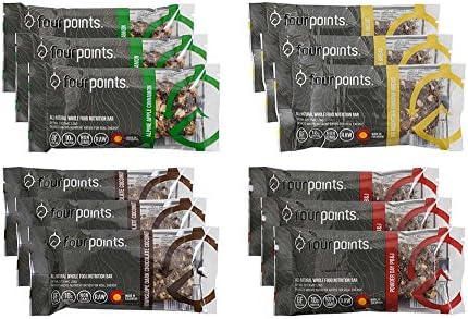 fourpoints Whole Food Nutrition Bar Variety Pack - 2.5 Ounces (Pack of 12)