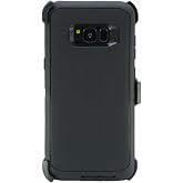WallSkiN Case for Galaxy S8 Plus (6.2") Heavy Duty Full Body Military Grade Drop Protection Carrying Cover Holder | Holster for Men Belt with Clip Stand &ndash; Black/Black