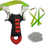 Sunshiness Hunting Slingshot with 2 Rubber Bands and Holster Stainless Steel Slingshots for Adult Kids Outdoor Catapult Slingshot with Sight (Black red)