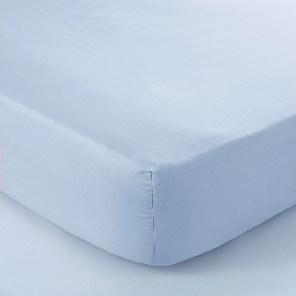 V&A Percale Plain Dye Fitted Sheet, Blue, Super King Size Amazon.co.uk