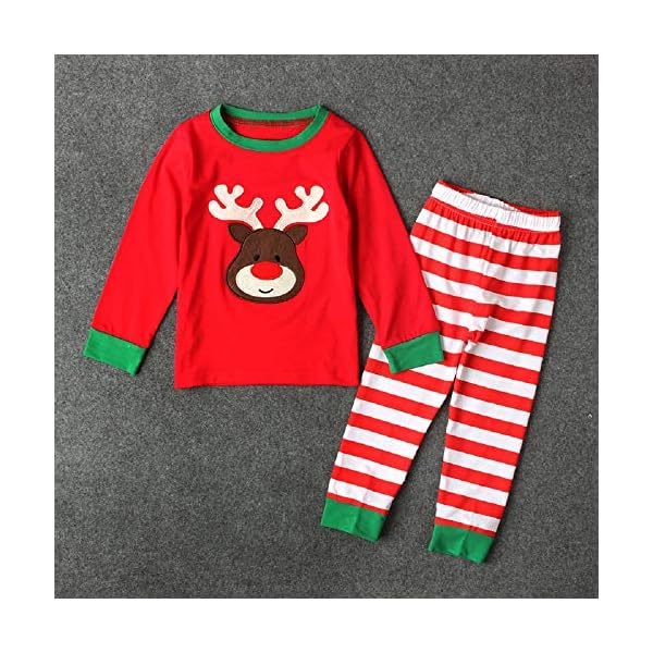Kids Xmas Toddler Baby Boy Girl Deer Print Long Sleeve Shirt + Pants Christmas Outfit Clothes Set (Red, 3T) - Image 3