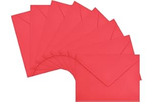 LIKAJON 50 Pack Christmas A7 Envelopes, Red Greeting Card Envelopes Self Seal, 5.24 x 7.24 in Envelopes for Birthday Graduation Baby Shower Wedding