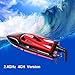 SZJJX RC Boat 2.4GHz 4 Channels Remote Control Electric Racing Boat 30KM/H High Speed Automatically 180 Degree Flipping Transmitter with LCD Screen Red