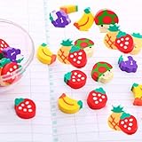 Nicolarisin Eraser Set, 100PCS Novelty Mini Fruit Rubber Pencil Eraser Stationery Kids Children Gifts Party Favors Carnivals Easter Egg and School Supplies
