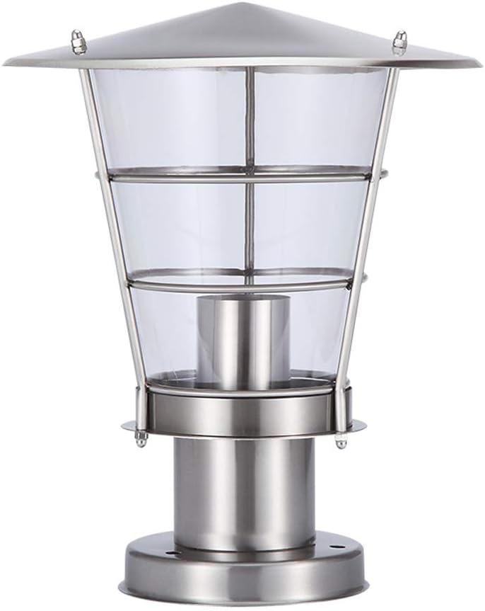 Pinjeer Stainless Steel Outdoor Waterproof E27 Post Lights Modern Simple Garden Wall Lawn Pillar Lamp Home Villar Door Lighting Column Headlights (Size : 30 * 30cm)