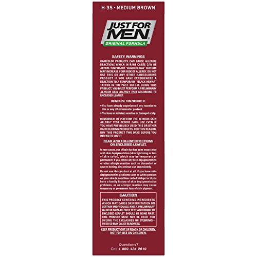 JUST FOR MEN ORIGINAL FORMULA MEN’S HAIR COLOR, MEDIUM BROWN, 4 FL OZ (PACK OF 1)