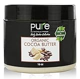 PURE Organic Cocoa Butter 16 oz, Raw Unrefined Grade A Cacao Body Butter - Moisturizer, Skin Healing, Soap Making, Lotion, Shampoo, Lip Balm & Hand Cream, 1 lb.