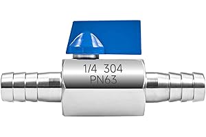 KIMFULIA 1/4" Hose Barb Ball Valve, 304 Stainless Steel Mini Fuel Shut Off Valve,Heater Hose Shut Off Valve for Water, Gas, Fuel & Irrigation