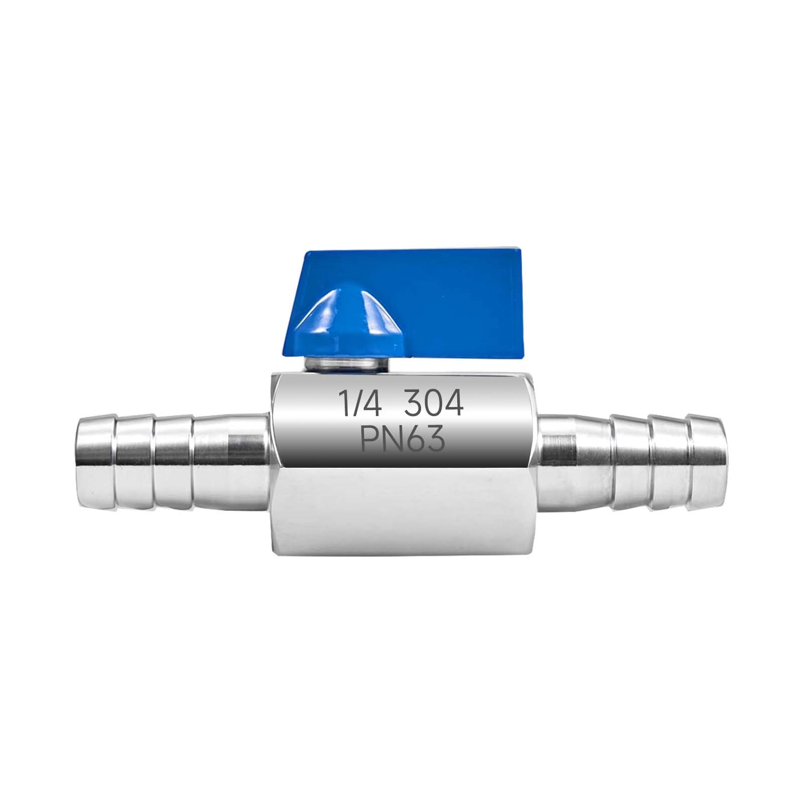 Photo 1 of 1/4" Hose Barb Ball Valve, 304 Stainless Steel Mini Fuel Shut Off Valve,Heater Hose Shut Off Valve for Water, Gas, Fuel & Irrigation