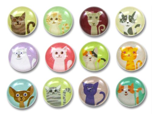 Cute Kitty Cats 12 Pieces Home Button Stickers for iPhone 5 4/4s 3GS 3G, iPad 2, iPad Mini, iPod Touch