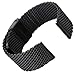YISUYA 22mm Solid Milanese Mesh Stainless Steel Strap with Hook Buckle Classic Black Watch Band Straps 2.2cm