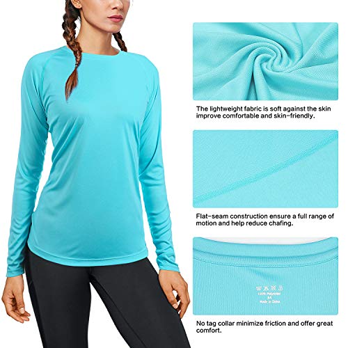 Womens UPF50 Long Sleeve UV Sun Protection Shirts Quick Dry Rash Guard