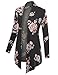 BILY Women's Open Front Drape Hem Light Weight Cardigan Floral Printed Black 2 XX-Large
