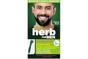 Herb For Men, PPD-Free, Ammonia-Free Vegan Mustache & Beard Color Cream – Natural Black.