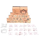 Christmas Stamps,Luckybird Wooden Stamps for kids for DIY Scrapbooking and Card Making 20 Kinds Wooden Rubber Stamp Set with 2 ink pad, for Decoration and for kids Fun bundles