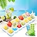 Ice Cube Tray,Cuteadoy 14-Hole Easy-Release Flexible Silicone Ice Cube Mold Trays with Rectangle-shape Ice Jelly Moulds Lid (4 Pack)