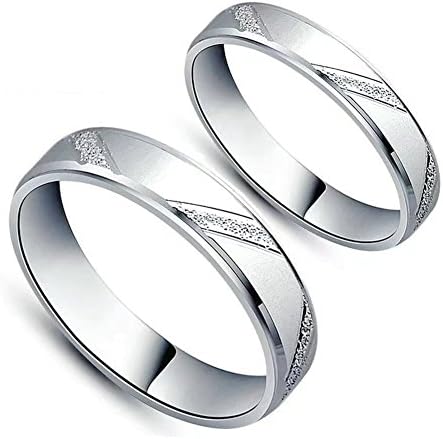 Fashion Frosted Couple Rings S925 Sterling Silver Wedding Engagement Ring Set Jewelry