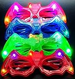 BEST PARTY FAVORS OF 2016! 12 Piece Batman Light Up Flashing Glasses For Children (4 Colors: Red, Green, Blue, & Pink)- With Push On/Off Button for All Occasions