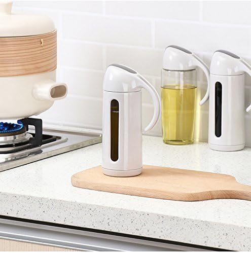 Bhaguji Olive Oil Dispenser Bottle for Kitchen-Glass Vinegar Sauce Condiment Container with Ergonomic Non Slip Handle & Automatic Stopper 400 Ml Pro Grey