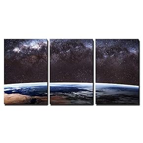3 Piece Canvas Wall Art Earth Image. - Modern Home Art Stretched and Framed Ready to Hang - 16"x24"x3 Panels