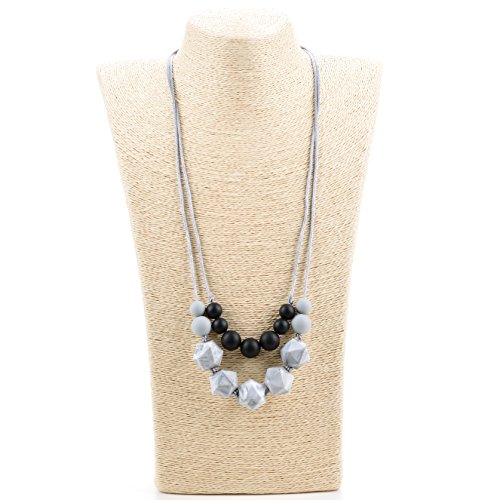Lofca Baby Teething Necklace for Mom to Wear-Great Teether Toy -Food Grade Silicone,Anti Flammatory-100% BPA Free-'Claire'(Marble) - Thumbnail 4