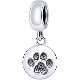 Dog Paw Charm 925 Sterling Silver Pet Pendant Animal Bead for Pandora Charms Bracelet Gift for Anniversary Birthday Christmas Day