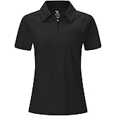 BGOWATU Women's Short Sleeve Golf Polo Shirts 1/4 Zip Tennis Tops Collared T-Shirts UV Protection Quick Dry