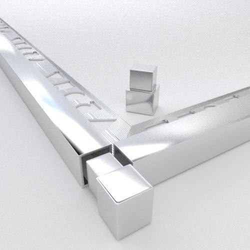 Tile Trim Vroma Corner Blocks Bright Chrome 10mm, 12mm Pack of 2 (12mm