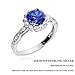 GemsChest Sterling Silver 2 Ct Round Shaped Created Blue Sapphire & Cubic Zirconia Halo Ring