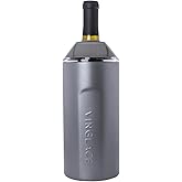 Vinglacé Wine Bottle Chiller- Portable Champagne Insulator- Stainless Steel Wine Cooler Sleeve - Keeps Wine Cold (Graphite)