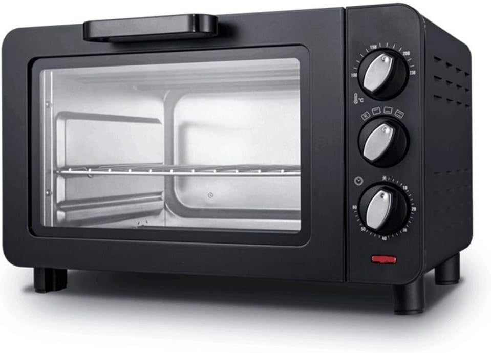 ZFDM Mini oven induction cooker and grill, black mini electric oven with timer, small electric oven for station wagons, small home oven baking, 15 liter electric oven, three layer card design