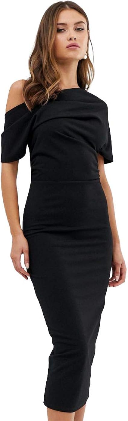 Amazon エイソス ミディドレス 結婚式用ドレス レディース Asos Design Pleated Shoulder Pencil Dress 並行輸入品 ワンピース チュニック 通販