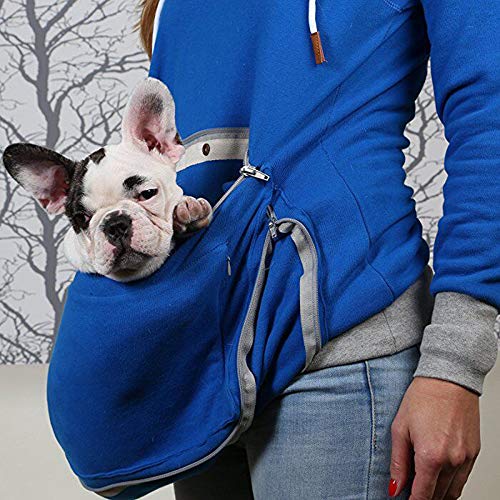 Womens Pet Kangaroo Hoodies Cat Dog Holder Pouch Carriers Pullover Sweatershirt Blue - Thumbnail 2