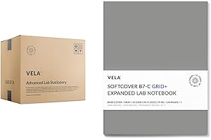 Vela Sciences B7 Expanded Softcover Lab Notebook, 9.25 x 11.75 in (23.5 x 30 cm), 144 Pages, Permanent Bound, 70lb Heavyweight Paper (24-Pack, Grid +)