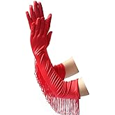 Mrotrida Women's Vintage Fringe Long Satin Opera Party Gloves