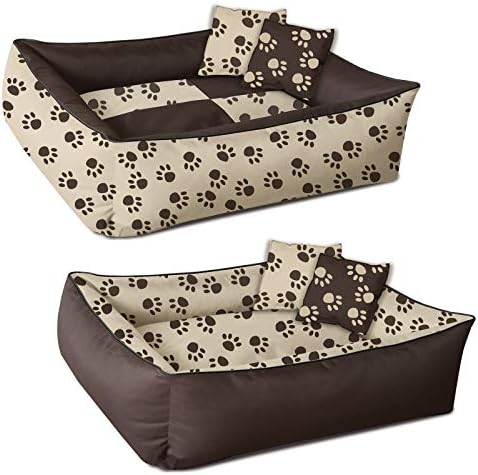 BedDog MAX QUATTRO 2in1 brown/beige XXL, 120x85 cm(47x33 inch) Bed for a dog L till XXXL, 6 colours to choose, pillow for a dog, sofa for a dog, basket for a dog