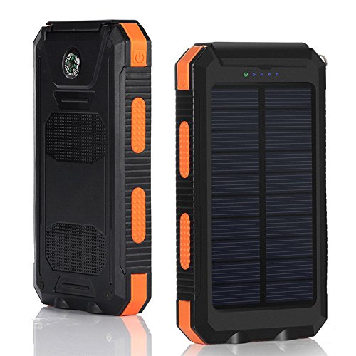 Solar Chargers 10,000mAh, Portable Dual USB Solar Battery Charger
