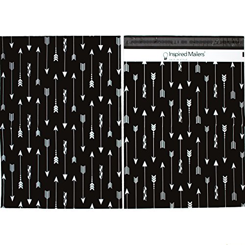 Poly Mailers Tribal Pattern Arrows Print - Choose from 6x9, 10x13 or 14.5x19 Sizes - Purple or Black - (Black, 14.5x19)