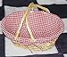 Vintiquewise(TM) Oval Willow Basket with Red White Plaid Lining and Handles